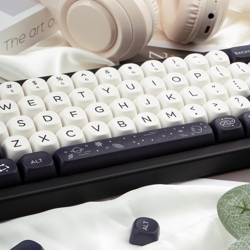 GEKUCAP MOA Keycaps 126 Keys PBT Keycaps Dye-Sublimation Custom Keyboard Key Caps Set for Cherry Gateron MX Switches Mechanical Keyboards, Black White Space Theme Key Caps - Image 5