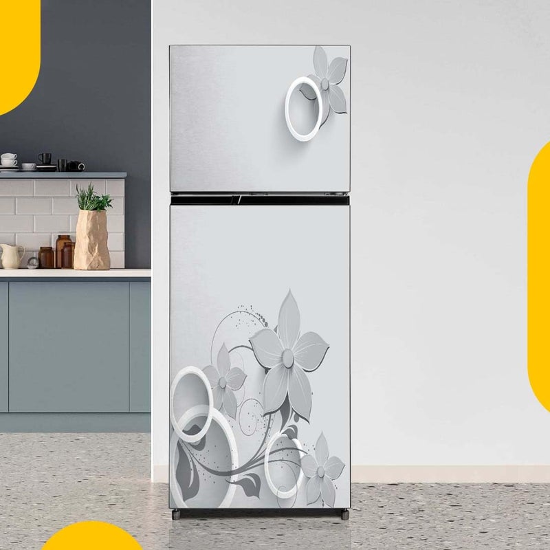 WallDaddy Fridge Wallpaper Sticker for Home Decoration | DIY Self Adhesive Fridge Sticker | Size 60x160 Cm | Fits Single & Double Door Fridges Slatey Flower Stylish Fridge Stickers for Old Fridge - Image 1