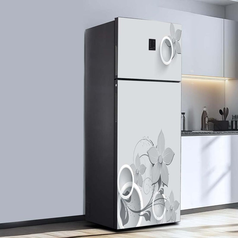 WallDaddy Fridge Wallpaper Sticker for Home Decoration | DIY Self Adhesive Fridge Sticker | Size 60x160 Cm | Fits Single & Double Door Fridges Slatey Flower Stylish Fridge Stickers for Old Fridge - Image 4