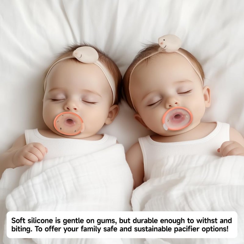 Garkoko Baby Pacifiers 0-6 Month, Soft Silicone Newborn Pacifiers with Large Air Holes, BPA Free, Set of 2 in Thumb & Breast-Like Shape - Image 4