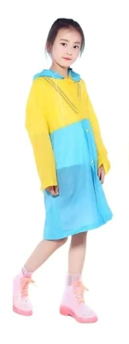 WKLOUYHE Girl's Kids PVC Waterproof Long Waterproof Children Rainwear with Hood School Bag Cover & Carry Pouch_Pack OF 01(Blue,8-9 Years) - Image 5