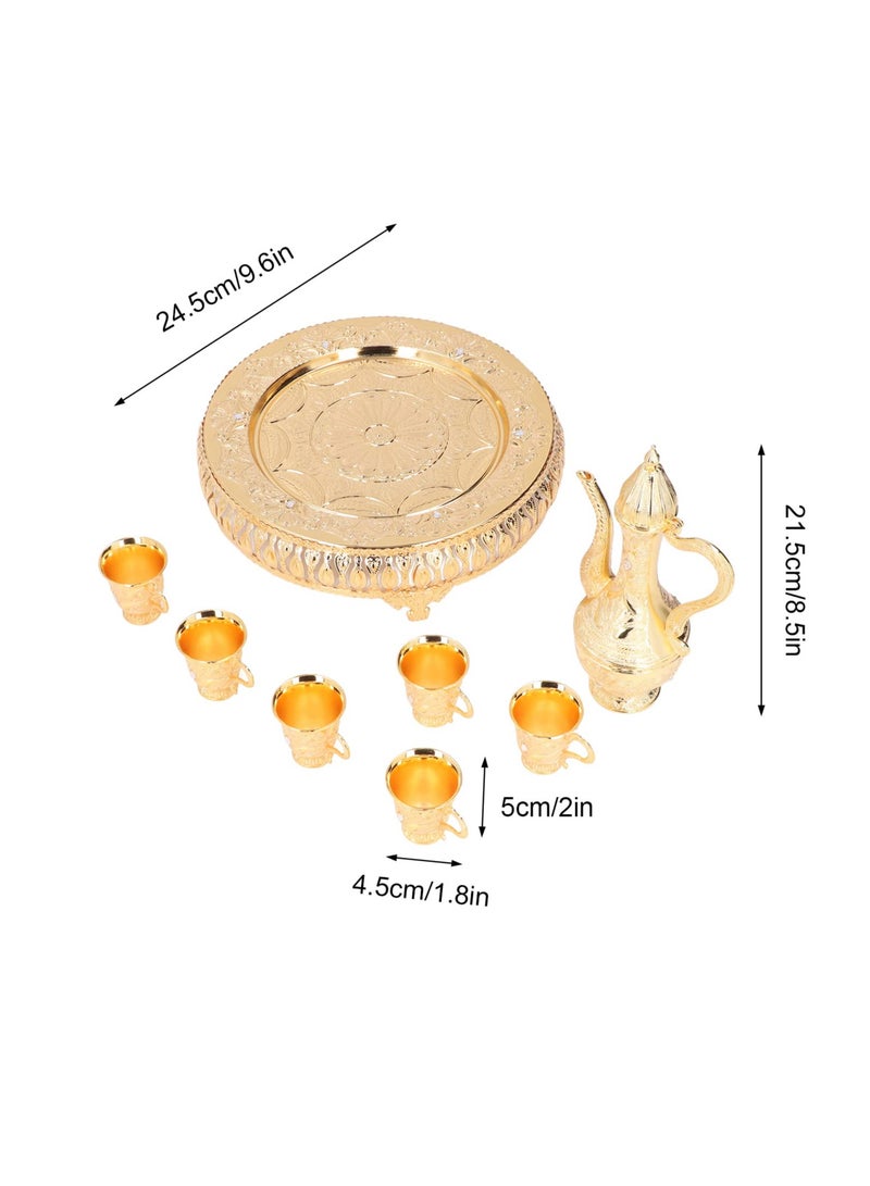 Excefore Vintage Turkish Coffee Pot Set, Turkish Tea Set with 6 Coffee Cups, Teapot and Cup Set for One,Tea Service Set for Home Tea Table Decor,Wedding Gift, Home Tea Party - Image 2