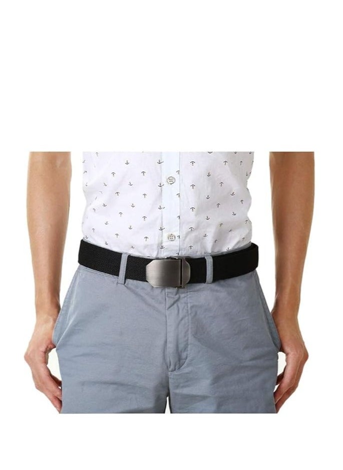 Tango - Men's Canvas Webbing Belt - Military Style - Tactical Belt with Metal Buckle - Adjustable Strap to Make Comfortable Fit. (Plain Black) - Image 1