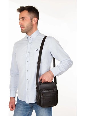 My Geppeto Bag Men's Black Steel Case Leather Hand and Shoulder Bag Medium Size  - Image 3