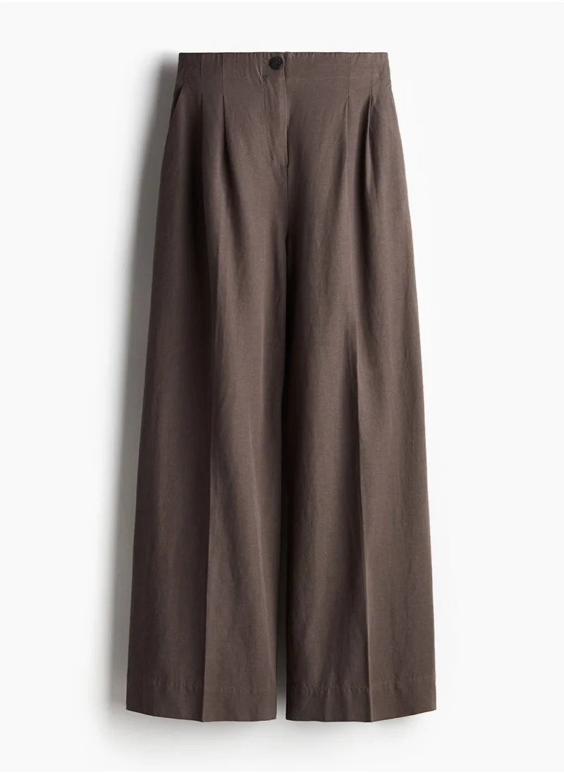 H&M Wide Linen-Blend Trousers