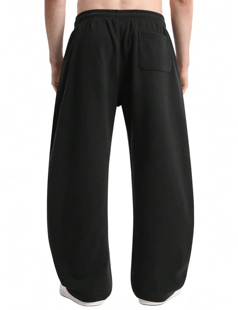 HeSaYep Men's Baggy Sweatpants Barrel Open Bottom Workout Fleece Sweat Pants Loose Casual Active Joggers Pants with Pockets Black M - Image 2