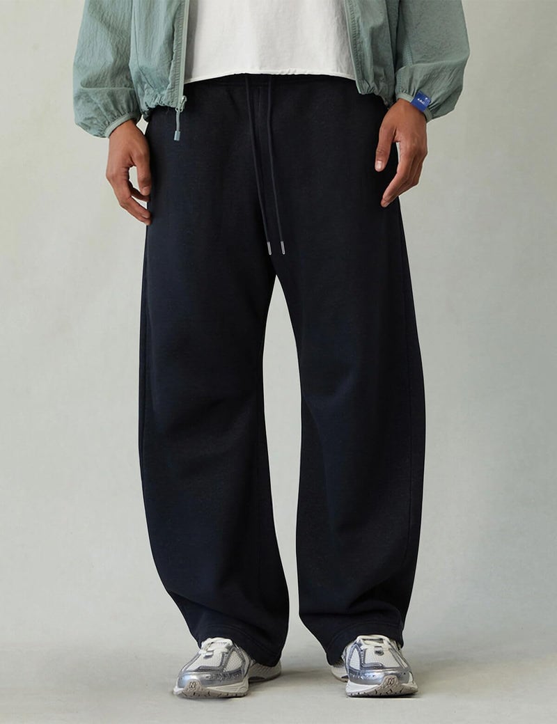HeSaYep Men's Baggy Sweatpants Barrel Open Bottom Workout Fleece Sweat Pants Loose Casual Active Joggers Pants with Pockets Black M - Image 3