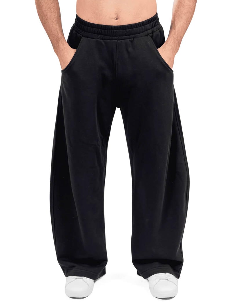HeSaYep Men's Baggy Sweatpants Barrel Open Bottom Workout Fleece Sweat Pants Loose Casual Active Joggers Pants with Pockets Black M - Image 1