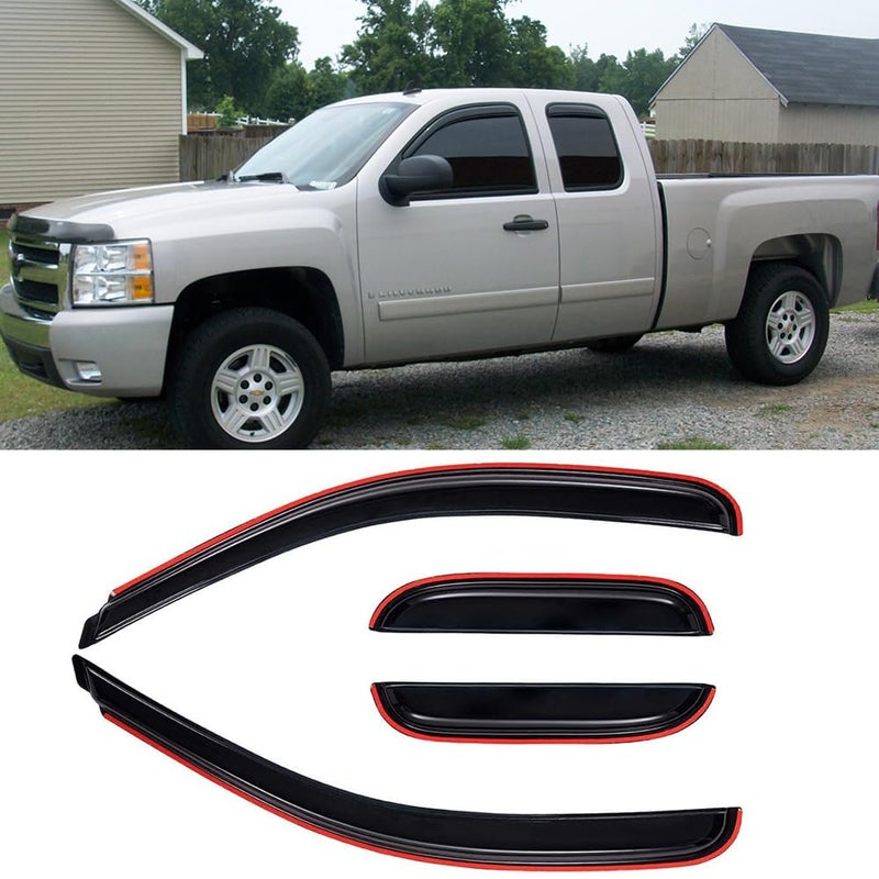 Deebior 194040 Side Wind Vent Deflector 4pcs In Channel Dark Smoke Rain Guards Set Window Visors fit for 20072013 Chevy SilveradoGMC Sierra 150020072014 2500HD3500HD with Extended Cab