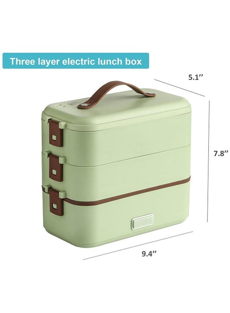 والالا 3-Layer قابل للإزالة المحمولة الكهربائية علبة طعام للتسخين جهاز طهي الأرز الغذاء الصف حاوية من الفولاذ المقاوم للصدأ للمنزل مكتب المدرسة - Image 5