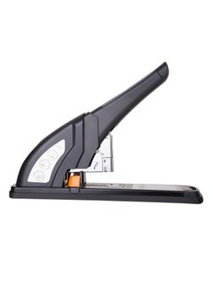 Deli Deli E0385 Heavy Duty Stapler for 210 Sheets - Black, Front Loading, Rotatable Anvil, Staple Storage Included, TPE Cover  - Image 2
