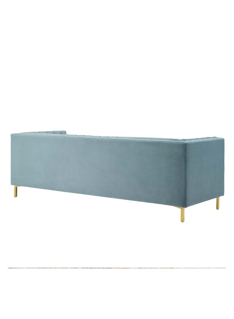 Addlon Channel Tufted Teal Velvet Sofa in Teal Color Channel Tufted Sofa