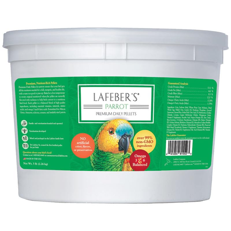 LAFEBER'S Premium Daily Diet Pellets Pet Bird Food, Made with Non-GMO and Human-Grade Ingredients, for Parrots, 5 lb - Image 1