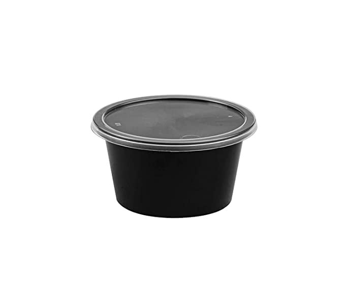 Dharj with DJ black plastic food Containers Round with lid for Food Storage 500ml Pack of 15 Microwave Safe Kitchen Storage Reusable Plastic containers Fridge Storage - Image 1