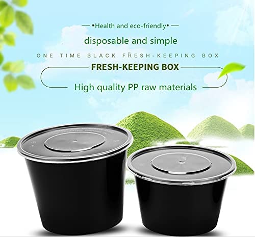 Dharj with DJ black plastic food Containers Round with lid for Food Storage 500ml Pack of 15 Microwave Safe Kitchen Storage Reusable Plastic containers Fridge Storage - Image 5