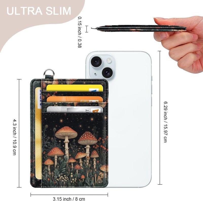 Coco Rossi Slim Credit Card Holder Wallet Women Thin Minimalist Card Organizer Case Cute Small ID Window Girl Ladies Womens Wallets, Mushroom - Image 5