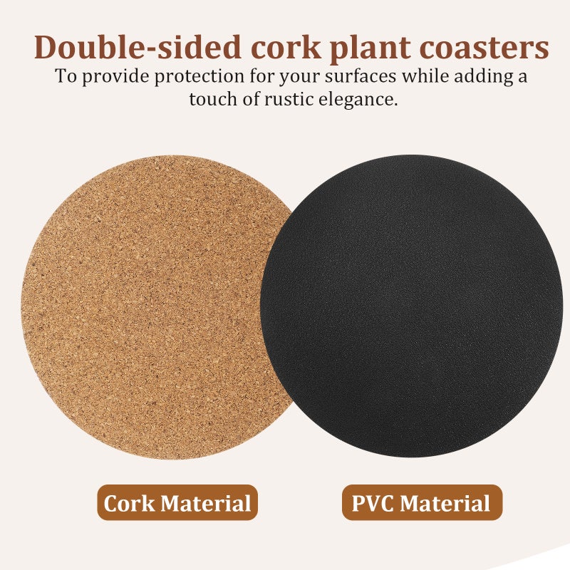 16 pcs Cork Round Plant Pots Cork Mats Absorbent Planter Table Indoor Plants Cork Trivets - Image 2