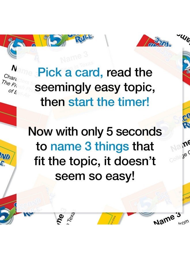 PlayMonster 5 Second Rule Game - Simple Questions Card Game For Family Fun, Party, Kids, Travel, Game Night & Sleepovers - Think Fast And Shout Out Answers - For Ages 10+ - Image 3