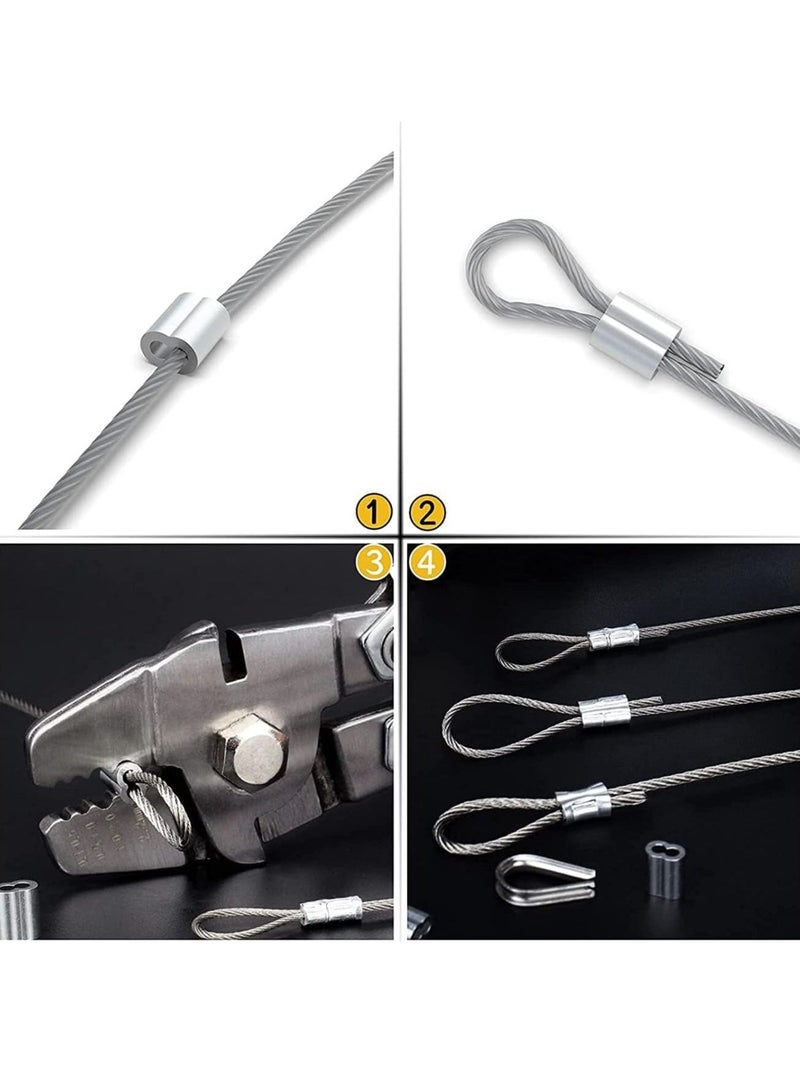 Excefore 50 Pcs Aluminum Sleeves, Clips Aluminum Crimping Loop Sleeve Clips with Double Ferrules, Aluminum Crimping Loop Sleeve, Cable Ferrule Wire Rope Sleeves Loop Sleeve  - Image 5