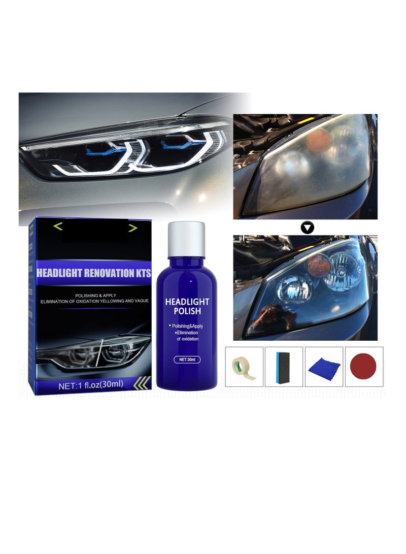 Loquat Car Headlight Repair Agent, Wipe New Headlight Restore Taillight Repair Kit-Set, Car Headlight Cleaner and Restorer Kit, Headlamp Cleaner Restorer, and Polish Cloudy Lights Taillights - Image 1