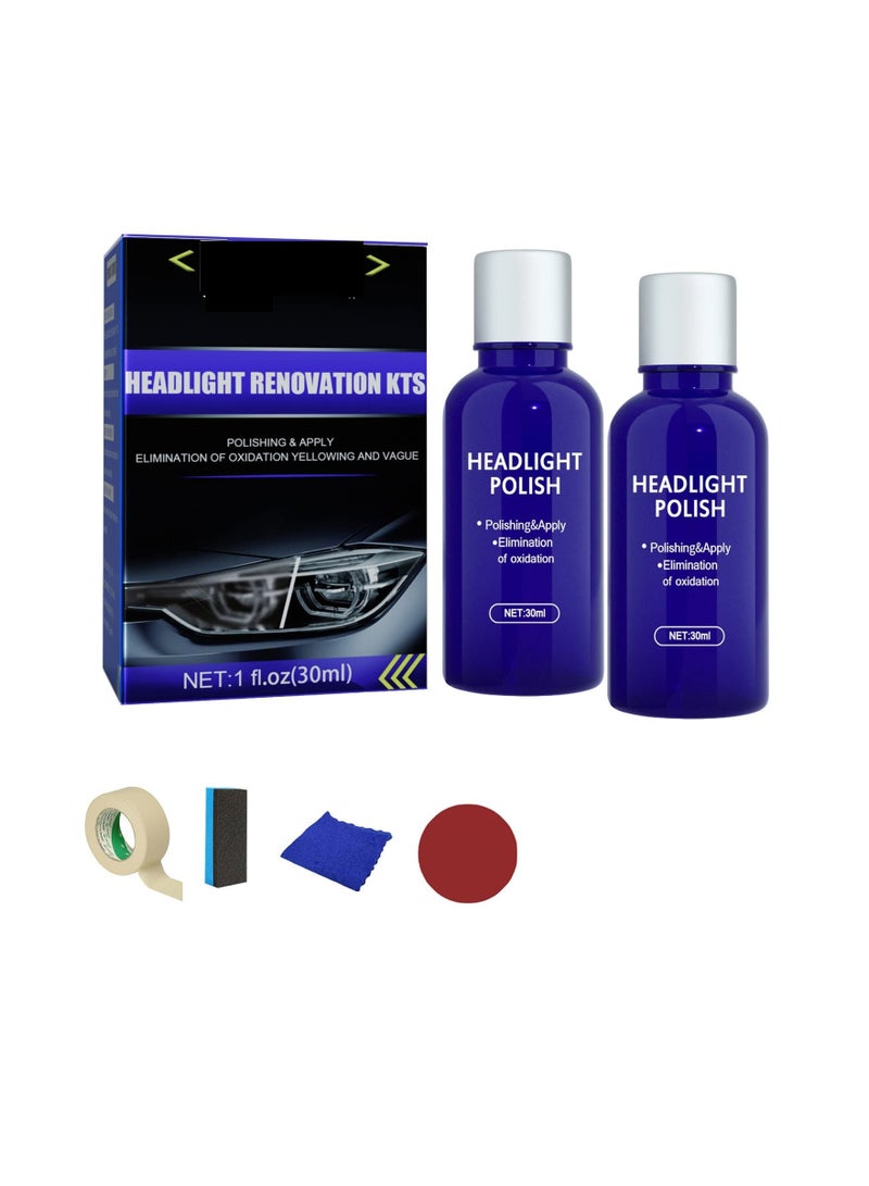 Loquat Car Headlight Repair Agent, Wipe New Headlight Restore Taillight Repair Kit-Set, Car Headlight Cleaner and Restorer Kit, Headlamp Cleaner Restorer, and Polish Cloudy Lights Taillights - Image 2