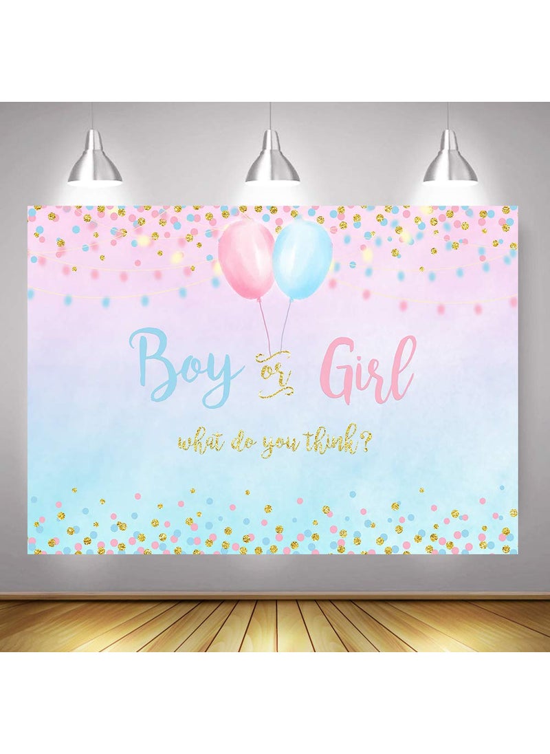 Mocsicka Mocsicka Boy or Girl Gender Reveal Decoration, Blue or Pink Dots Balloon Party Backdrop, Gender Reveal Banner Supplies (5x3ft (60x36 inch))  - Image 5