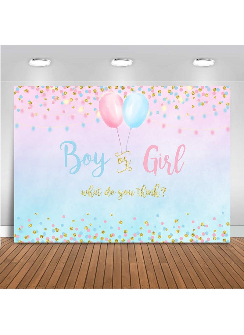 Mocsicka Mocsicka Boy or Girl Gender Reveal Decoration, Blue or Pink Dots Balloon Party Backdrop, Gender Reveal Banner Supplies (5x3ft (60x36 inch))  - Image 1