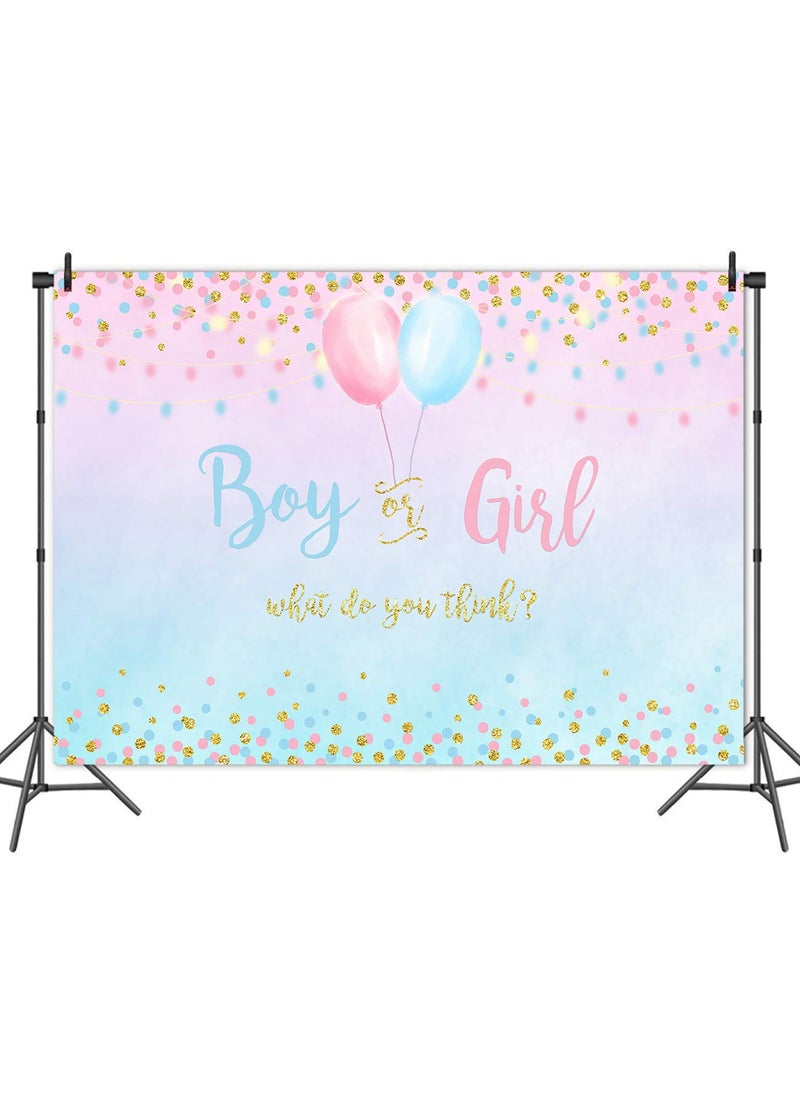 Mocsicka Mocsicka Boy or Girl Gender Reveal Decoration, Blue or Pink Dots Balloon Party Backdrop, Gender Reveal Banner Supplies (5x3ft (60x36 inch))  - Image 4
