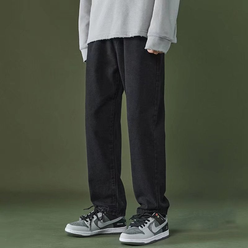 Jeans mens pants spring and autumn casual pants summer mens pants loose straight 2022 new all-matching trousers Black  - Image 1