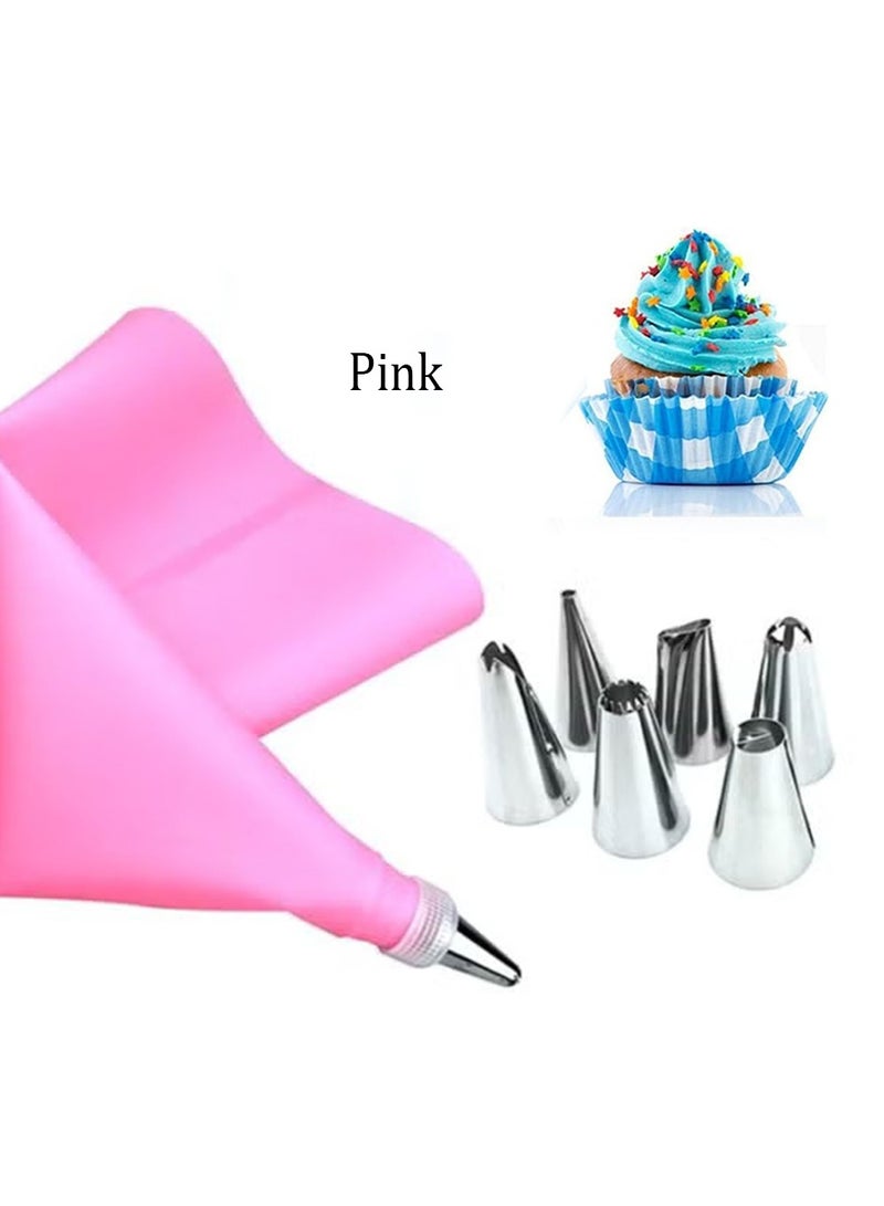 9 Pcs Stainless Steel Pastry Nozzles Set,Silicone Icing Piping Bag,Reusable Cream Pastry Bag and  Stainless Steel Nozzle Set DIY Cake Decorating Tool  - Image 2