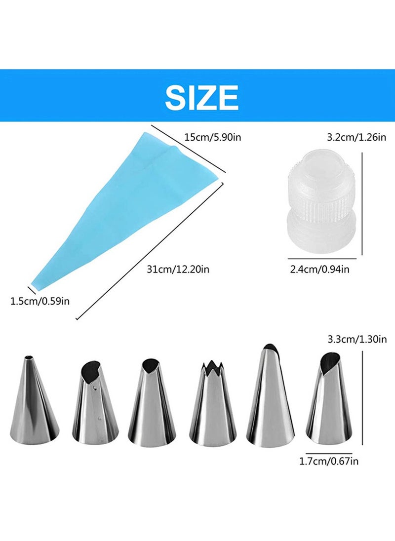 9 Pcs Stainless Steel Pastry Nozzles Set,Silicone Icing Piping Bag,Reusable Cream Pastry Bag and  Stainless Steel Nozzle Set DIY Cake Decorating Tool - pzsku/ZAEEB40BD8D2B264830E9Z/45/_/1725342021/54534273-d777-4304-baf5-96fbefe7c02a