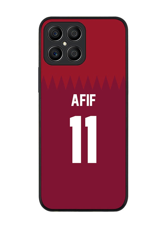 Stylizedd Rugged Black edge case for Honor X8 Slim fit Soft Case Flexible Rubber Edges Anti Drop TPU Gel Thin Cover - Football Team - Qatar Player Name - Afif - Image 1