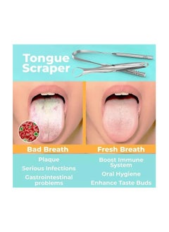 Bukela Tongue Scraper, 100% Surgical Grade Stainless Steel Tongue Cleaner for Adults & Kids Oral Hygiene- 2 Pieces Tongue Scraper with Metal Travel Case (Silver)  - Image 4