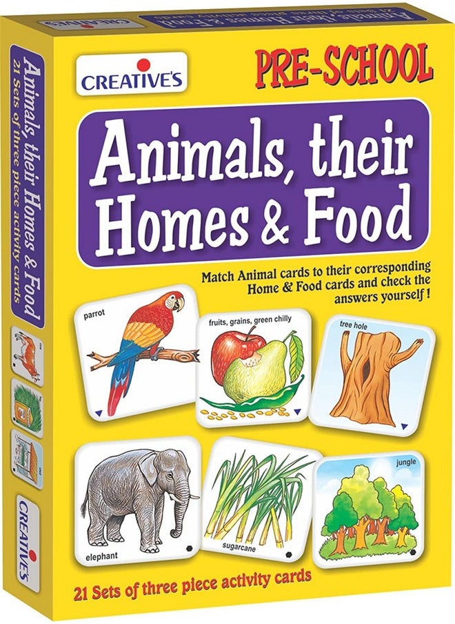 Creative's Creative's Animals, Their Homes & Food | Learn About Animals | Animals Card Game |Educational Games for Kids 3 & Up|Preschool| Learning Games for Preschool Kids| Ages-3 & UP  - Image 1