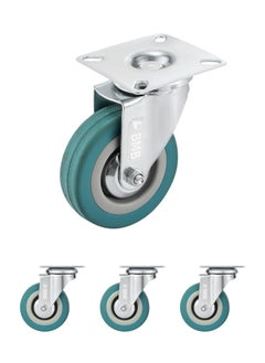 BMB tools 4-Piece Grey Rubber Caster - Plate - Swivel / 50mm  - Image 1