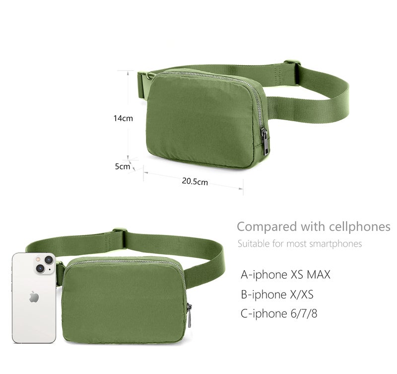 MEISEE Fanny Belt Bag Waist Pack Crossbody Bags Bum Bag for Running Hiking Travel Workout Adjustable Strap for Women-green - Image 4