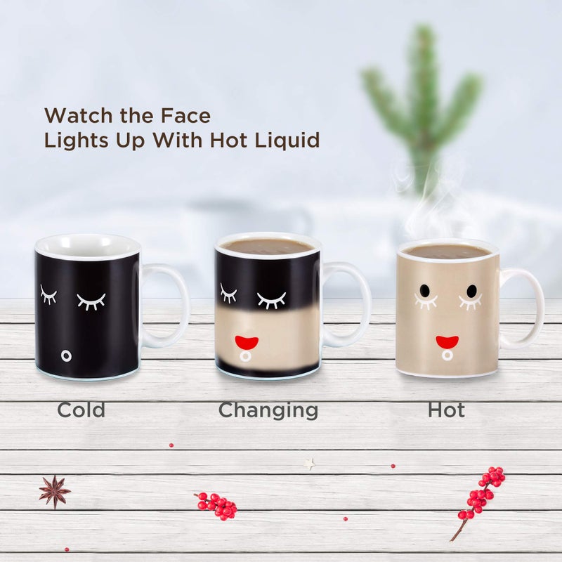 IPOW 2 Pack Color Changing Mug Magic Mug Heat Changing Mugs For Morning Coffee Tea Milk Ceramic Coffee Mugs Heat Sensitive Mug for All Holliday Special Day Best Gift Choice 12 Oz - Image 3
