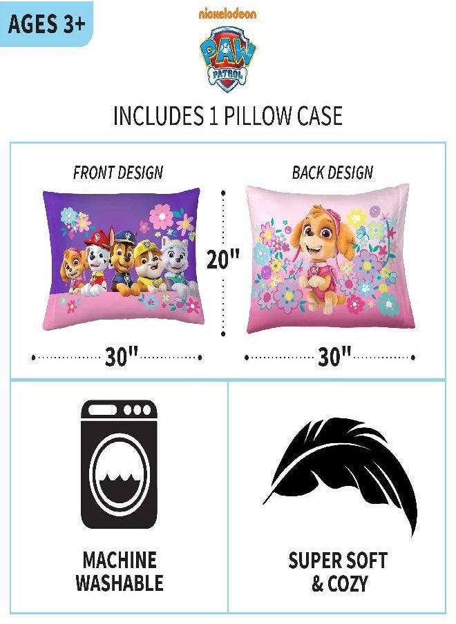 Franco Franco Kids Bedding Super Soft Microfiber Reversible Pillowcase, 20 in x 30 in, Paw Patrol Girls  - Image 1