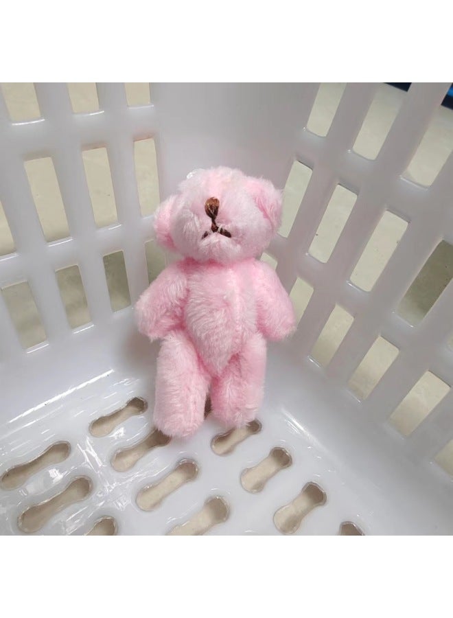 4.5cm Long Hair Joint Bear Naked Bear 6cm Small Di Doll Handmade Ornaments Shoe Hat Gift Box Accessories Plush Toy-Color:Pink Short Plush-Height:6.3cm  - Image 1
