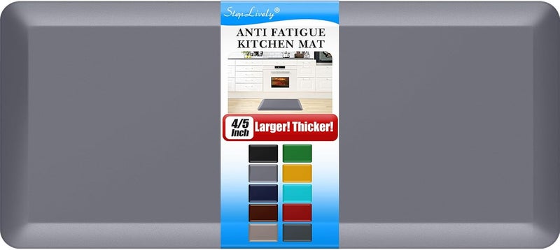 StepLively 4/5 Inch Thick Kitchen Mat - Cushioned Anti Fatigue Mats for Kitchen Floor - Easy to Clean, Waterproof, Non-Slip Kitchen Rug for Sink, Office, Kitchen (17''x39'' Grey) - Image 1