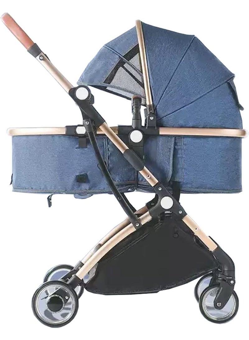 ليموس عربة أطفال محمولة للسفر عربة أطفال حديثي الولادة بتصميم خاص (أزرق) - Image 1