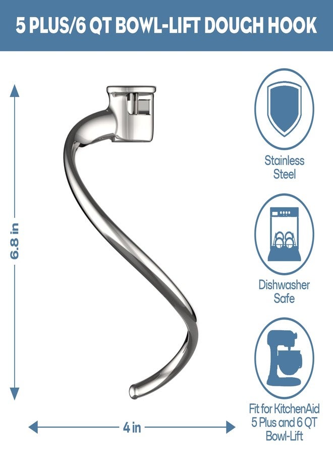 Cofun Stainless Steel Spiral Dough Hook for Kitchenaid 5Plus & 6QT Bowl-Lift Stand Mixers, Dough Hook for Kitchenaid Stand Mixer Dishwasher Safe, Efficient Kneading for Bread, Pizza, Pasta, Cookies - Image 3