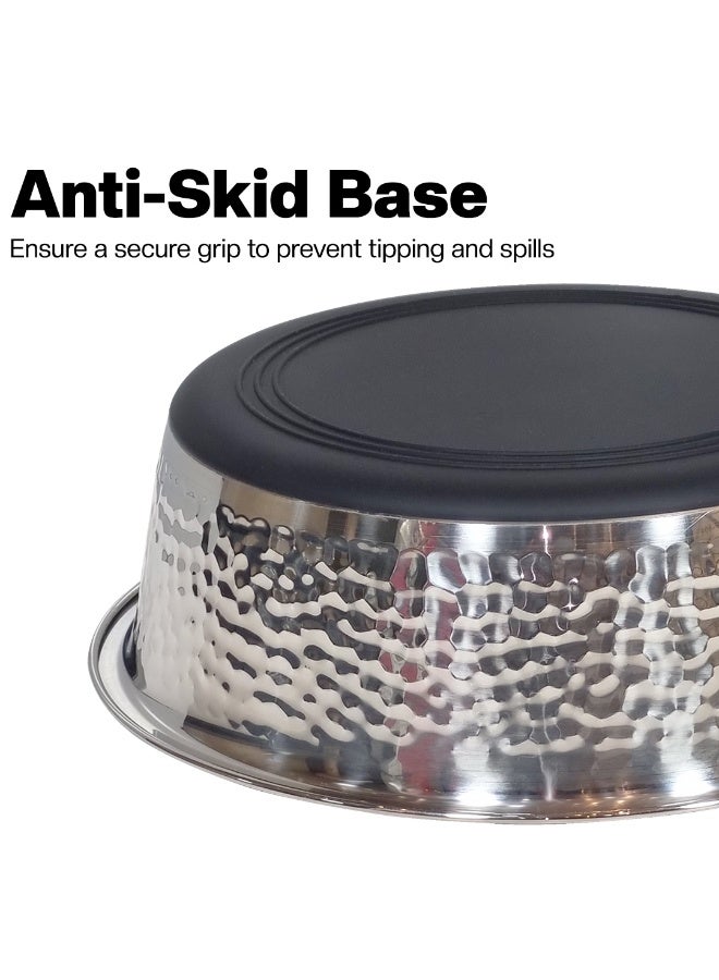 أن ان سي بيتس وعاء طعام للكلاب بقاعدة مطاطية غير قابلة للانزلاق وحواف ناعمة، وعاء طعام للحيوانات الأليفة من الفولاذ المقاوم للصدأ عالي التحمل للسلالات المتوسطة إلى الكبيرة، مثالي للعديد من أنواع الطعام، 26 سم أسود - Image 4