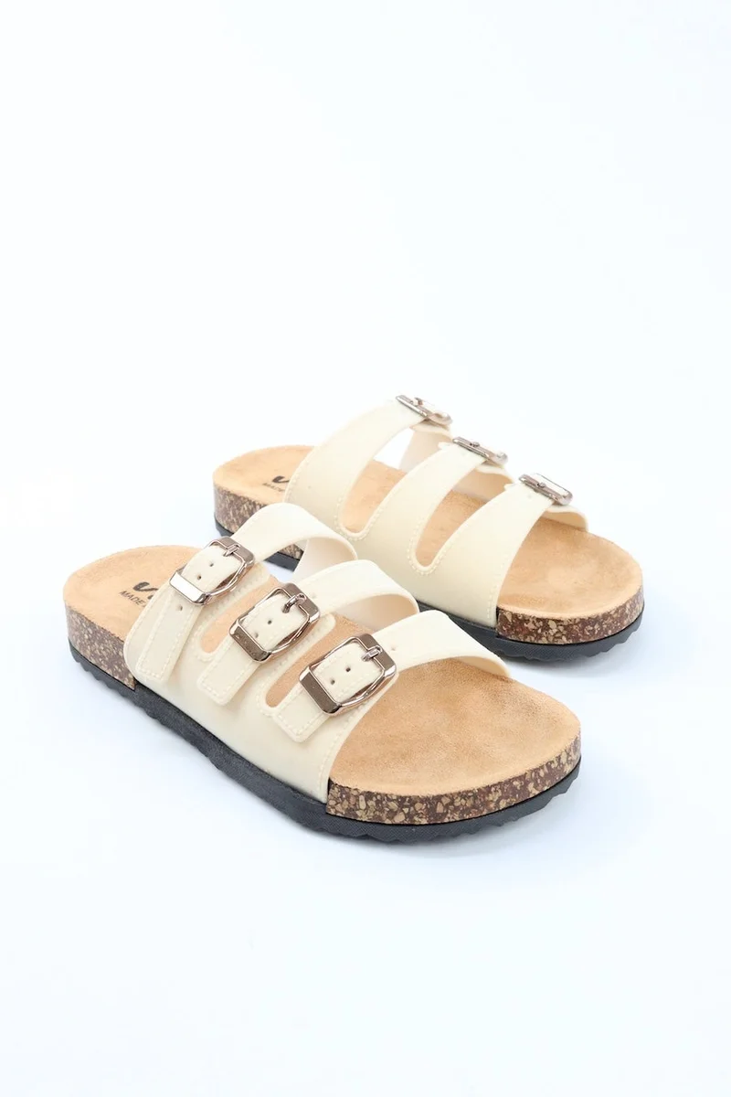 Viny VINY Women's Comfort Slide Sandals – Adjustable Triple Buckle Slippers, Lightweight Cushioned Comfort Slides for Walking, Travel, Beach & Everyday Wear