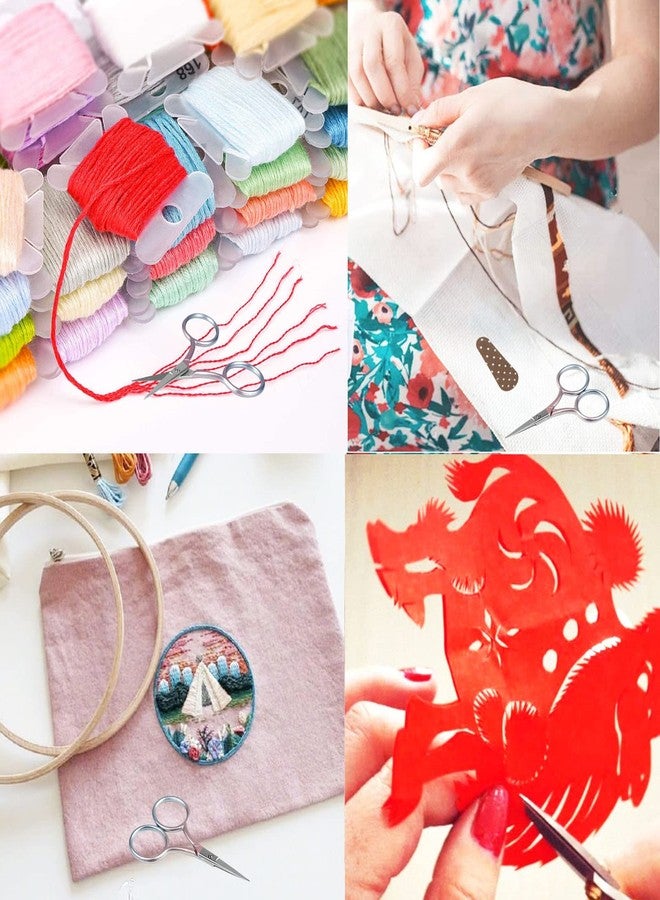 BIHRTC 3.6inch Small Embroidery Scissors Stainless Steel Sharp Tip Scissors Shears with Leather Scissor Cover for Needlework Threading embroidery sewing office cutting - Image 5