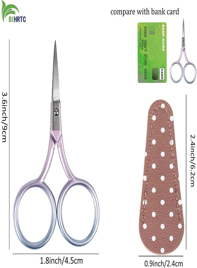 BIHRTC 3.6inch Small Embroidery Scissors Stainless Steel Sharp Tip Scissors Shears with Leather Scissor Cover for Needlework Threading embroidery sewing office cutting - Image 2