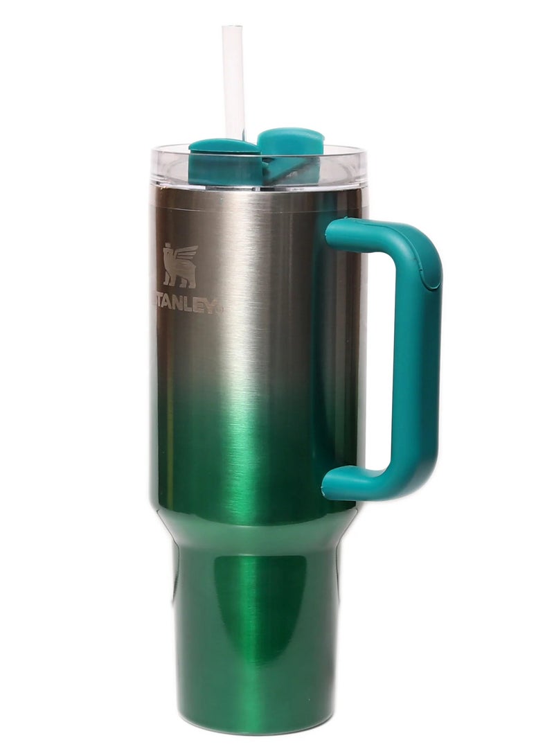 Stanley 40Oz Insulated Tumbler with Handle & Straw – Stainless Steel Travel Mug – Leakproof, Sweatproof & BPA-Free – Keeps Beverages Hot & Cold for Hours – Large Capacity Reusable Cup for Coffee, Water & More  (Green) - Image 2