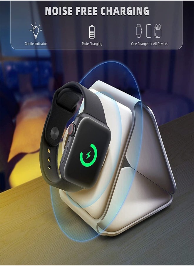 PADOM Padom 3 in 1 Wireless Charger,Magnetic Foldable Charging Station,Fast Wireless Charging Pad (WHITE)  - Image 3