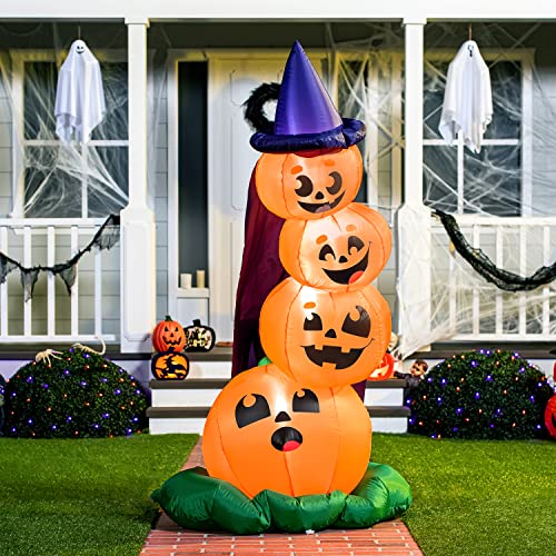 Joiedomi 6 FT Halloween Inflatables Outdoor Decorations, Blow Up Yard Decorations Inflatable Pumpkins with Witch Hat with Build-in LEDs, Stacked Pumpkins Blow Ups for Yard, Halloween Decor - Image 3