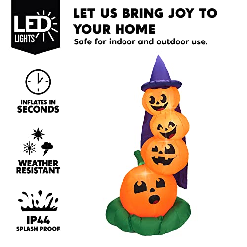 Joiedomi 6 FT Halloween Inflatables Outdoor Decorations, Blow Up Yard Decorations Inflatable Pumpkins with Witch Hat with Build-in LEDs, Stacked Pumpkins Blow Ups for Yard, Halloween Decor - Image 5